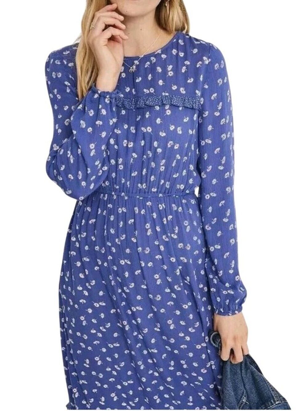Fatface Blue Margot Daisy Tiered Ruffled Long Sleeve Maxi Dress Pockets Size 6